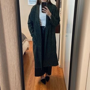 VTG cotton twill long coat, leopard print